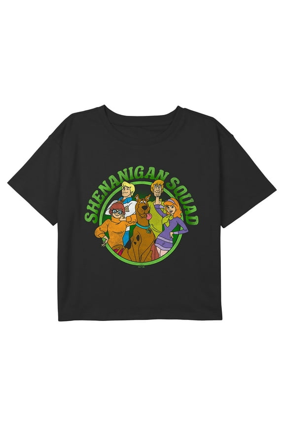 Girl's Scooby Doo Shenanigan Squad Badge Graphic Cropped T-Shirt