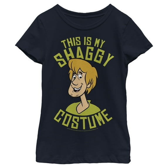 Girl's Scooby Doo This Is My Shaggy Costume Graphic Tee Navy Blue Large