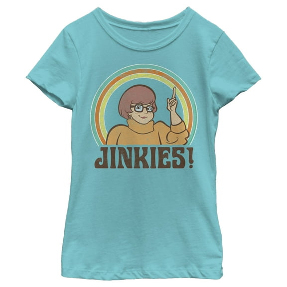 Girl's Scooby Doo Velma Jinkies Retro  Graphic Tee Tahiti Blue Small