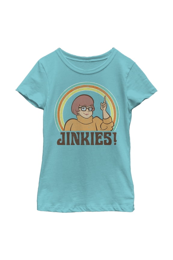 Girl's Scooby Doo Velma Jinkies Retro Graphic Tee Tahiti Blue X Large