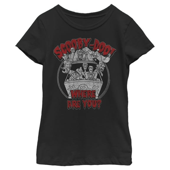 Girl's Scooby Doo Where Are You Gang  Graphic Tee Black Large
