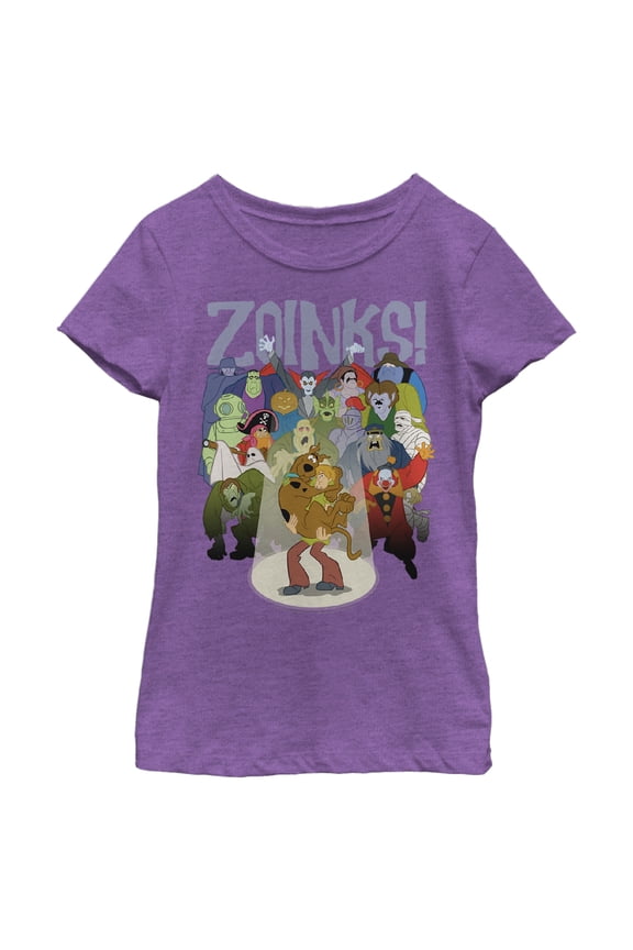 Girl's Scooby Doo Zoinks Monster Audience Graphic Tee Purple Berry X Small