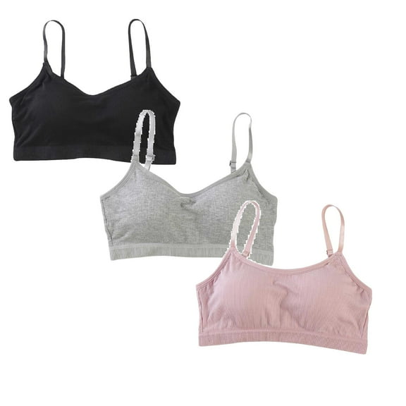 Girl's Seamless Longline Bralettes, 3-Pack