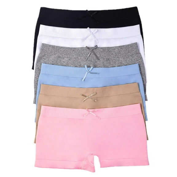 Girl's Seamless Sports Boyshorts Panties Multipacks with Assorted Prints, L/XL, 6-Pack