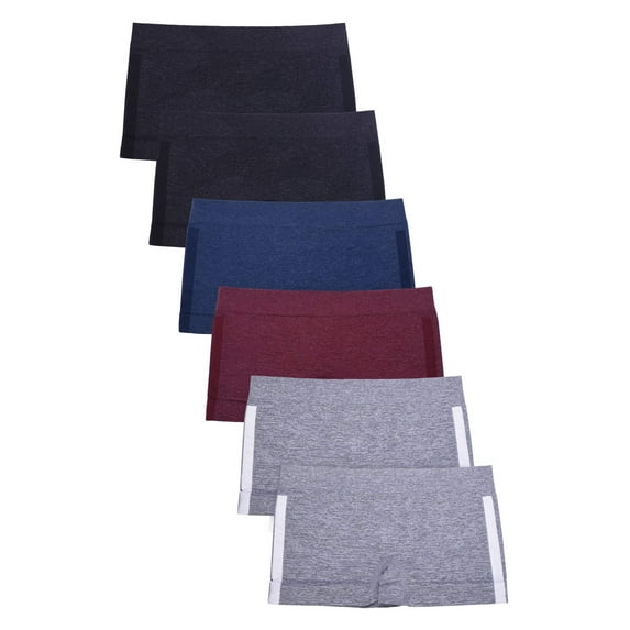Girl's Seamless Sports Boyshorts Panties Multipacks with Assorted Prints, M, 6-Pack