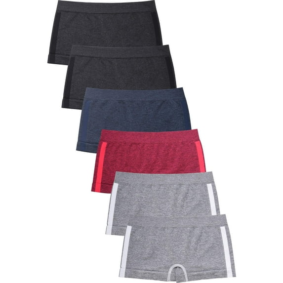 Girl's Seamless Sports Boyshorts Panties Multipacks with Assorted Prints, M, 6-Pack