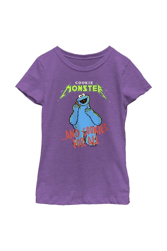 Girl's Sesame Street And Cookies for All Monster Graphic T-Shirt