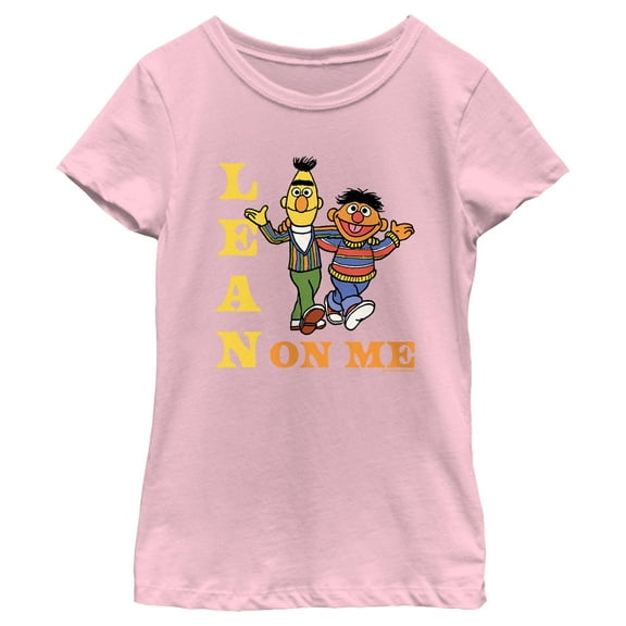 Girl's Sesame Street Bert and Ernie Lean On Me  Graphic T-Shirt