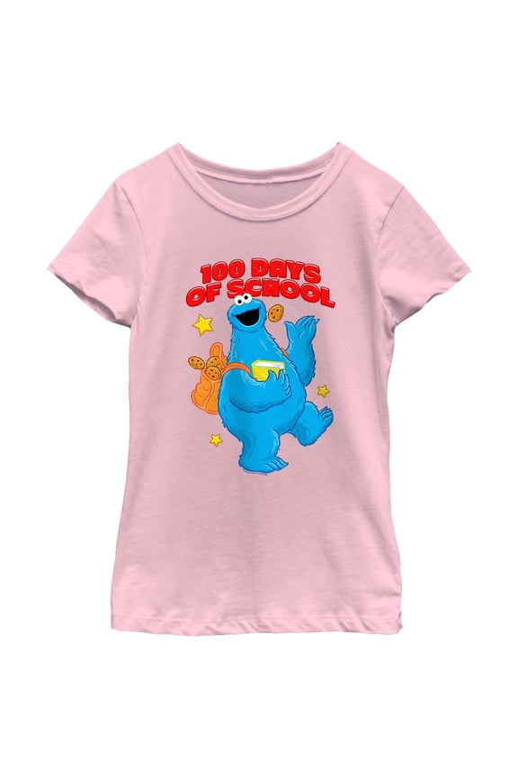 Girl's Sesame Street Cookie Monster 100 Days of School  Graphic T-Shirt