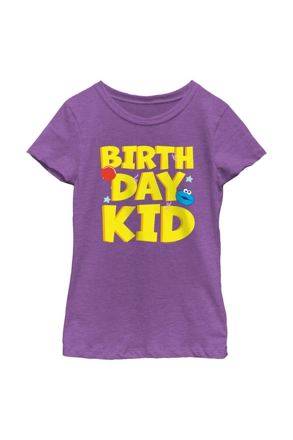 Girl's Sesame Street Cookie Monster Birthday Kid Graphic T-Shirt