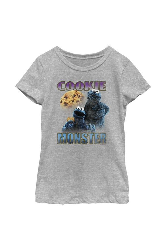 Girl's Sesame Street Cookie Monster Retro Portrait Graphic T-Shirt