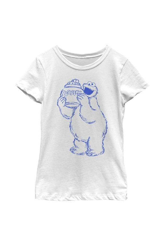 Girl's Sesame Street Cookie Monster Sketch Graphic T-Shirt