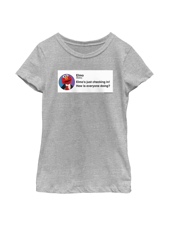 Girl's Sesame Street Elmo Checking In Social Media Graphic T-Shirt