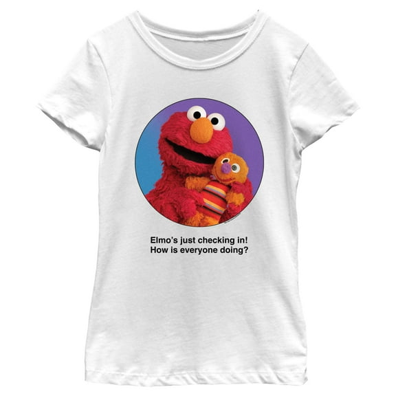 Girl's Sesame Street Elmo Portrait Checking In  Graphic T-Shirt