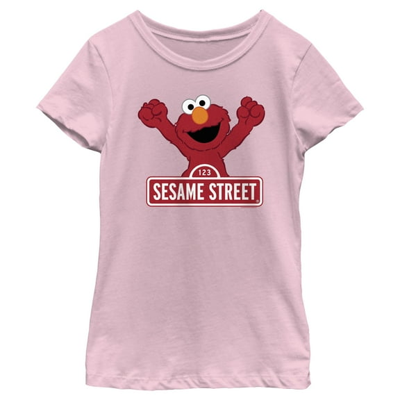 Girl's Sesame Street Elmo Red Logo Sign  Graphic T-Shirt
