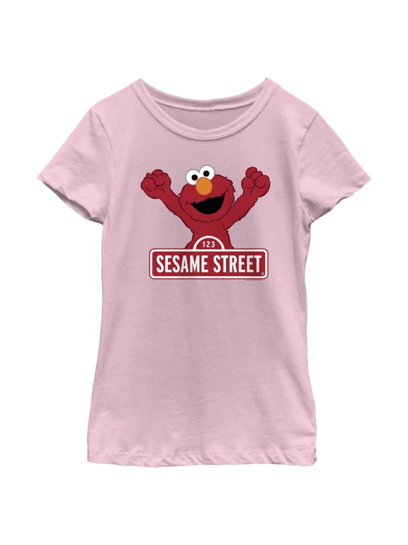 Girl's Sesame Street Elmo Red Logo Sign Graphic T-Shirt
