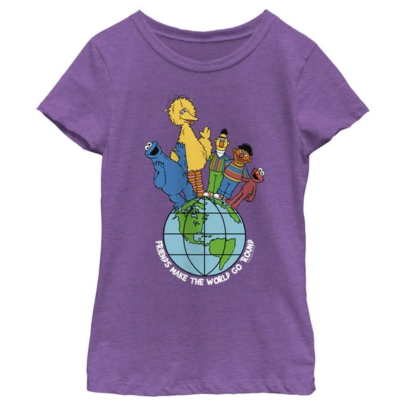 Girl's Sesame Street Friends Make the World Go Round  Graphic T-Shirt