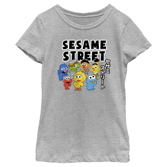 Girl's Sesame Street Kawaii Characters Group Graphic T-Shirt
