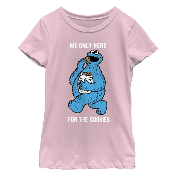 Girl's Sesame Street Me Only Here for the Cookies Graphic T-Shirt