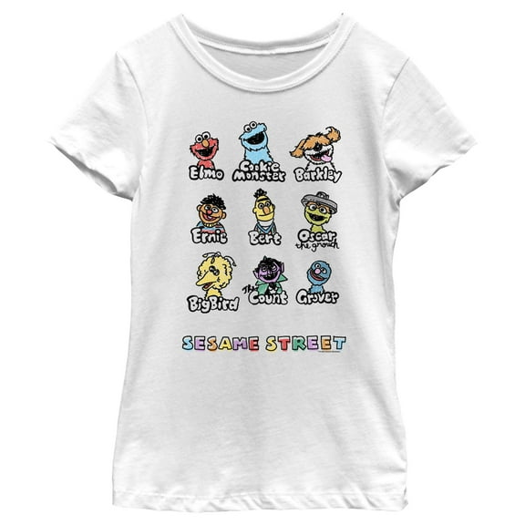 Girl's Sesame Street Sketched Characters Graphic T-Shirt