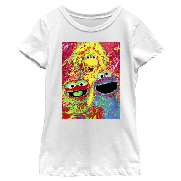 Girl's Sesame Street Trio Saturated Painting  Graphic T-Shirt