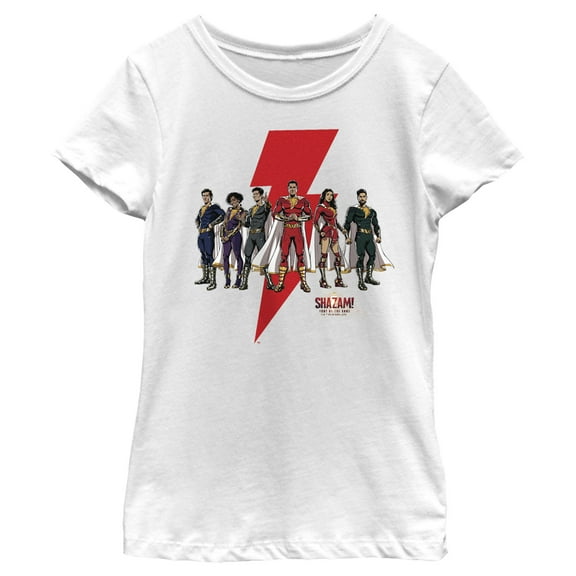 Girl's Shazam! Fury of the Gods Heroes Group Portrait Graphic Tee White Medium