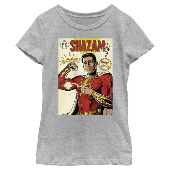 Girl's Shazam! Fury of the Gods Shazamily Comic Book Cover  Graphic Tee Athletic Heather Large