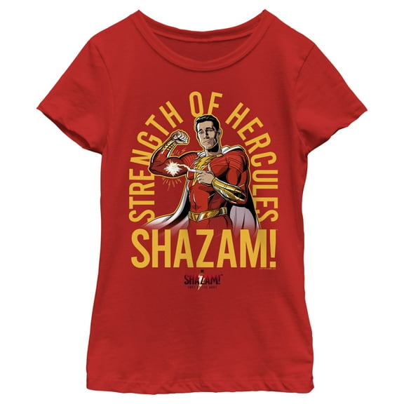 Girl's Shazam! Fury of the Gods Strength of Hercules  Graphic Tee Red Small