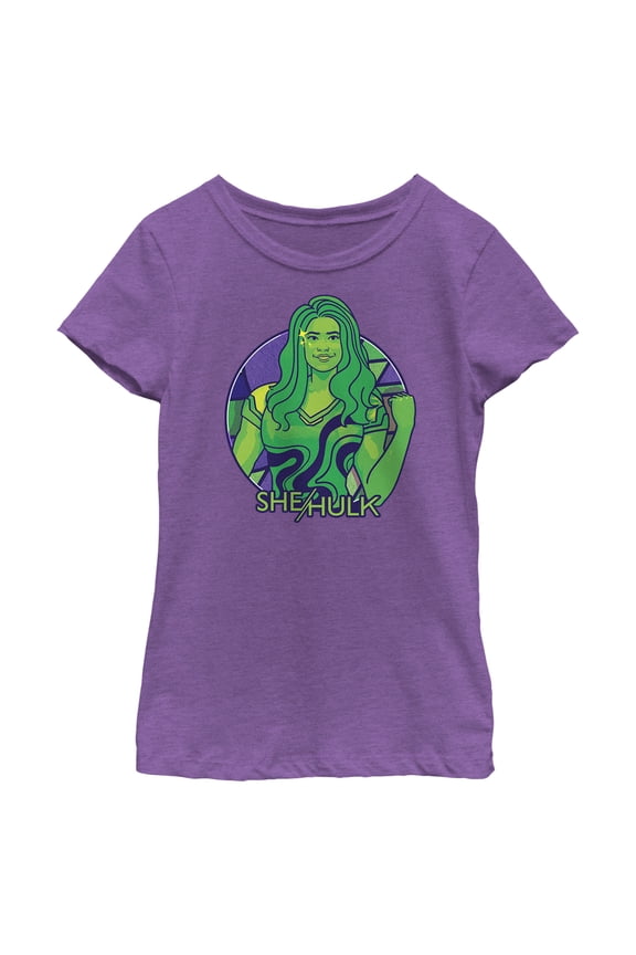 Girl's She-Hulk: Attorney at Law Green Hero Smile Graphic Tee Purple Berry X Large