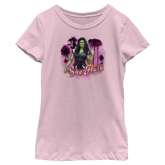 Girl's She-Hulk: Attorney at Law Hero Pose  Graphic Tee Light Pink Medium