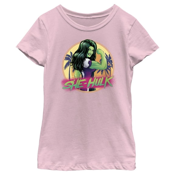 Girl's She-Hulk: Attorney at Law Hero at the Beach  Graphic Tee Light Pink Large