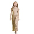thumbnail image 1 of Girl's Short Sleeve Solid Color Loose Casual Long Maxi Dress With Pockets 6 year old girl clothes, 1 of 4