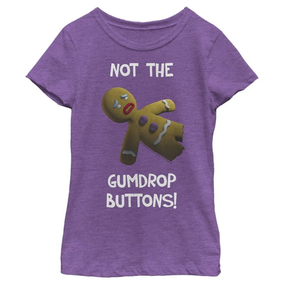 Girl's Shrek Gingy Not the Gumdrop Buttons Graphic Tee Purple Berry Medium