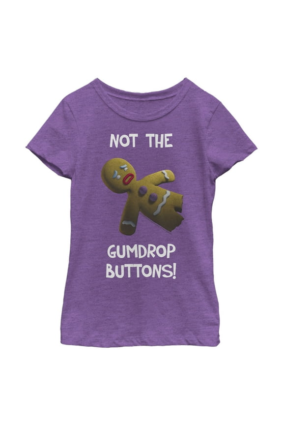 Girl's Shrek Gingy Not the Gumdrop Buttons Graphic Tee Purple Berry Medium