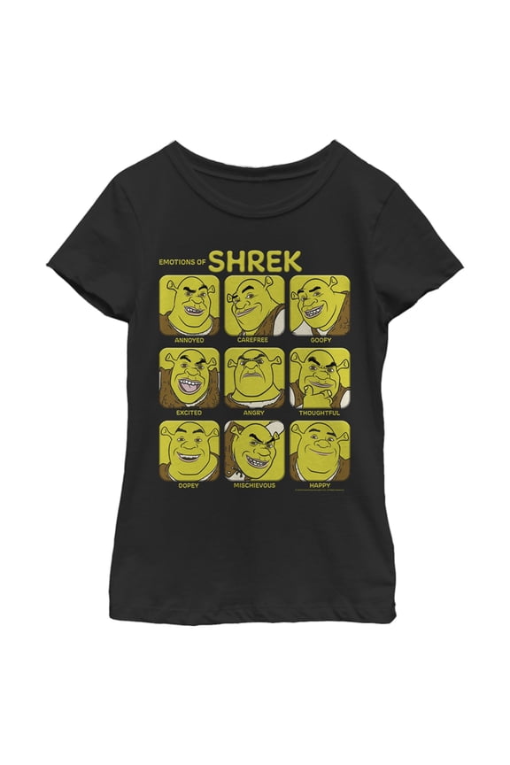 Girl's Shrek Shrek's Emotions Chart Graphic Tee Black X Large
