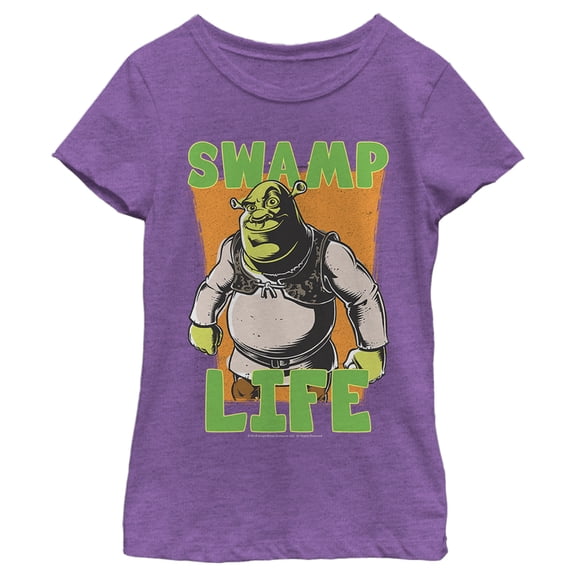Girl's Shrek Swamp Life Shrek Sketch Graphic Tee Purple Berry Large