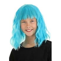 Girl's Sky Blue Wavy Wig