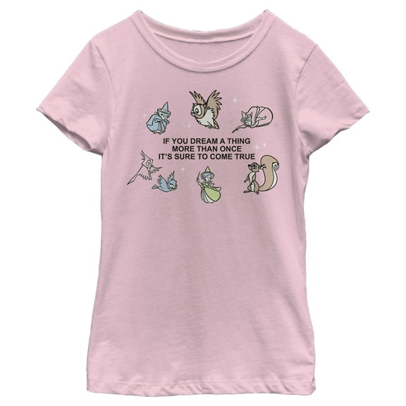 Girl's Sleeping Beauty Dream More Than Once Quote  Graphic Tee Light Pink Small