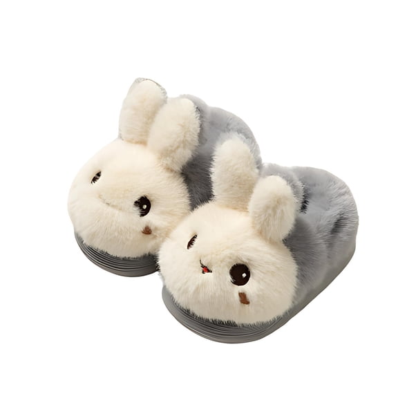 Girl's Slippers, Bow Tie Girl's Plush Slippers, Cute Rabbit Cartoon Plush Home Slippers