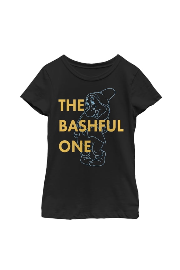 Girl's Snow White and the Seven Dwarfs Bashful One Graphic Tee Black Small