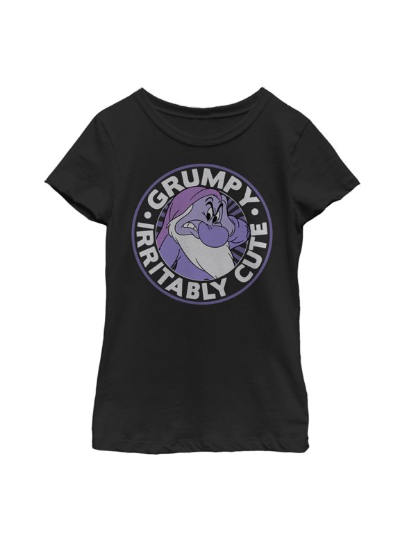 Girl's Snow White and the Seven Dwarfs Cute Grumpy Graphic Tee Black X Large