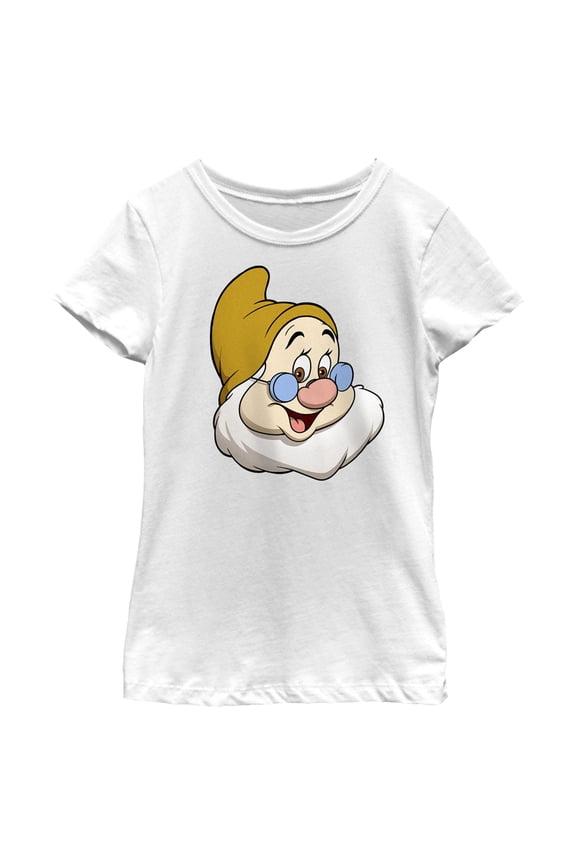 Girl's Snow White and the Seven Dwarfs Doc's Face Graphic Tee White Medium