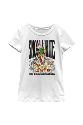 Girl's Snow White and the Seven Dwarfs Dwarf Group Logo Graphic Tee White X Large
