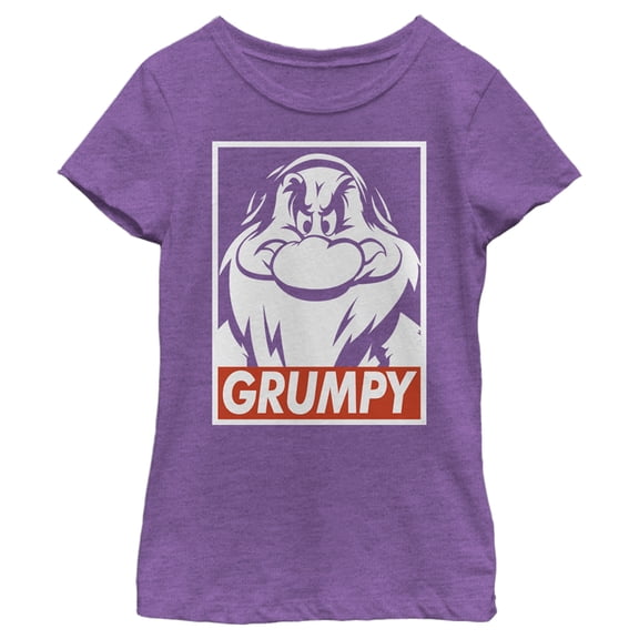 Girl's Snow White and the Seven Dwarfs Grumpy Box Logo Graphic Tee Purple Berry Medium