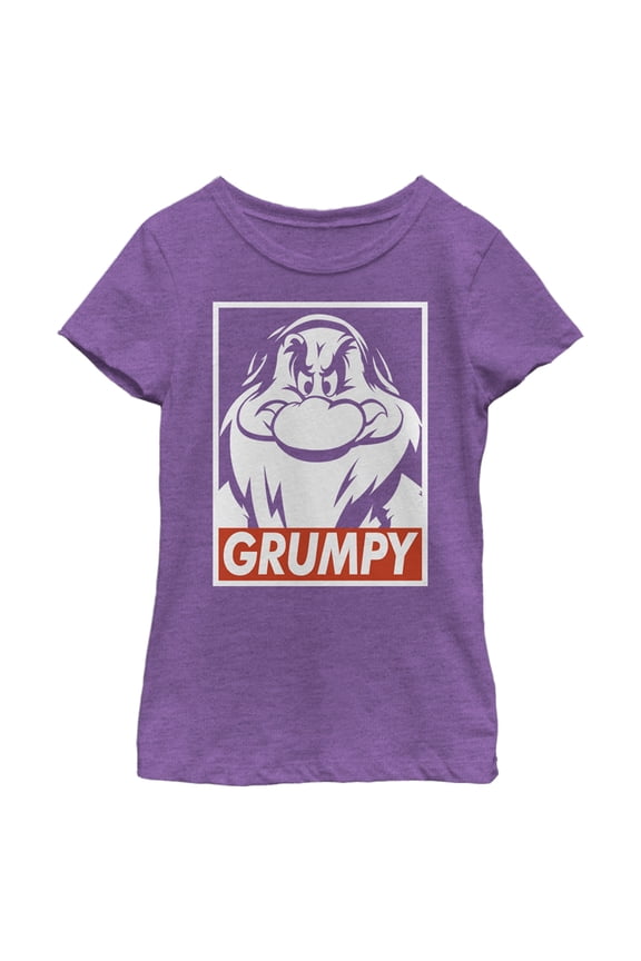 Girl's Snow White and the Seven Dwarfs Grumpy Box Logo Graphic Tee Purple Berry Medium