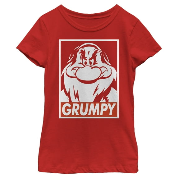 Girl's Snow White and the Seven Dwarfs Grumpy Box Logo Graphic Tee Red Large