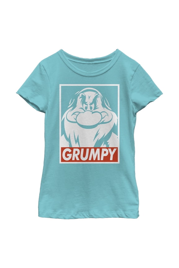 Girl's Snow White and the Seven Dwarfs Grumpy Box Logo Graphic Tee Tahiti Blue X Small