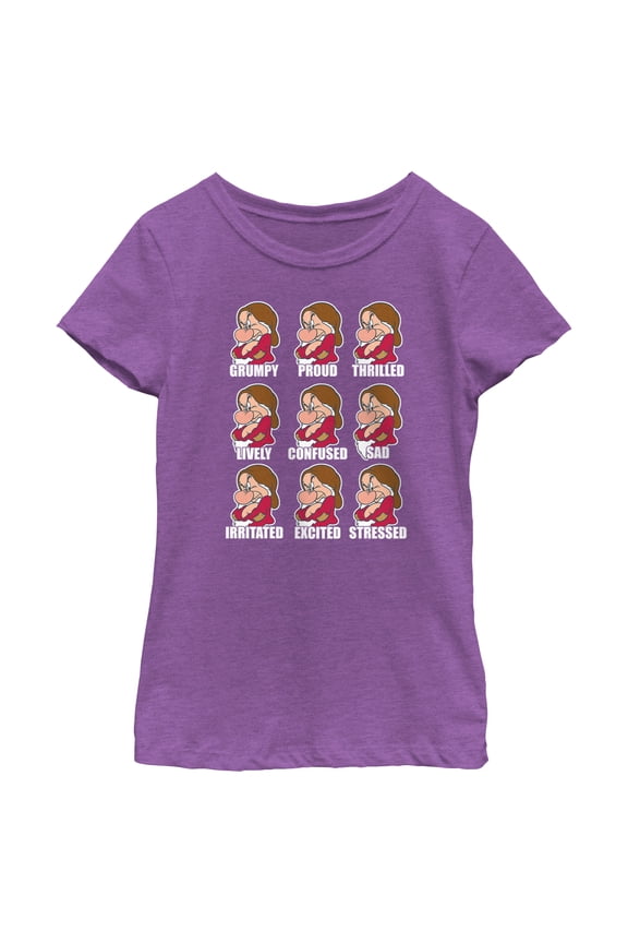 Girl's Snow White and the Seven Dwarfs Grumpy Expressions Graphic Tee Purple Berry Large