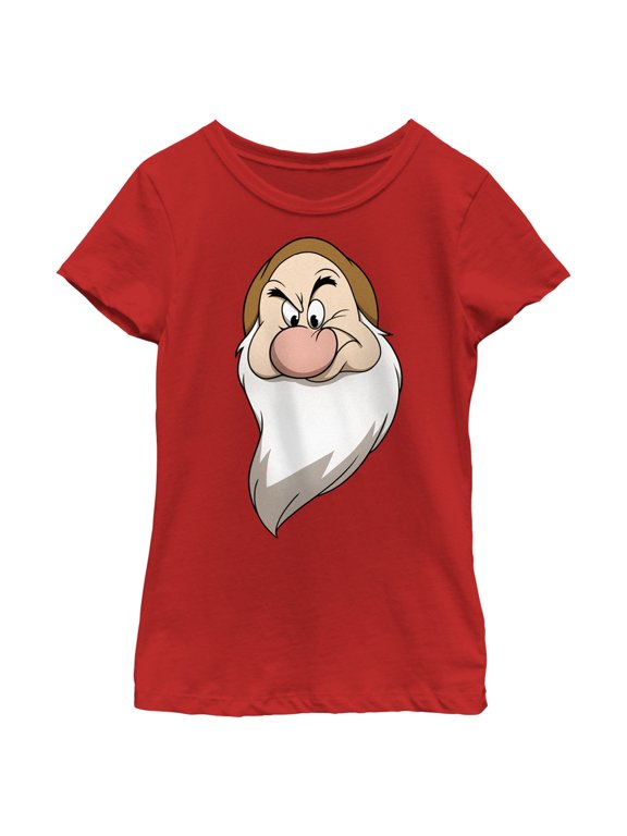 Girl's Snow White and the Seven Dwarfs Grumpy's Face Graphic Tee Red Large