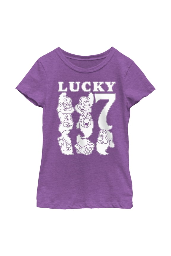 Girl's Snow White and the Seven Dwarfs Lucky Seven Graphic Tee Purple Berry Large